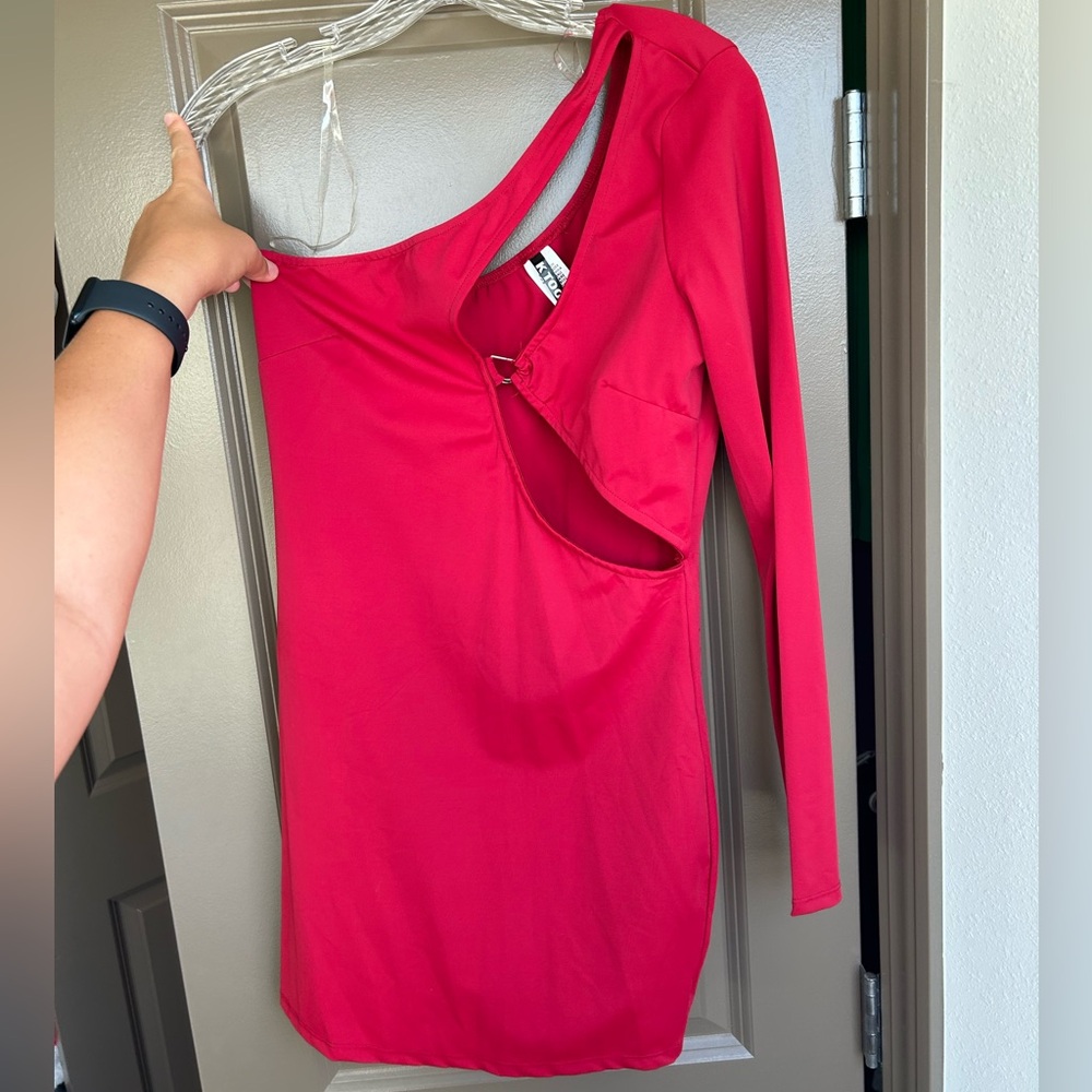 DOLLS KILL RED CUTOUT DRESS